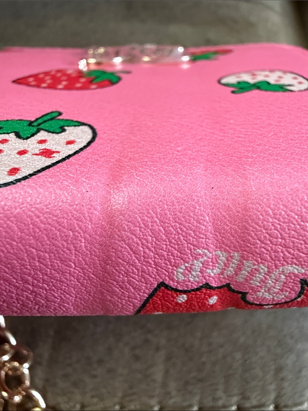 Juicy Couture Pink Strawberry Print Wallet with Gold Chain - Picture 3 of 8